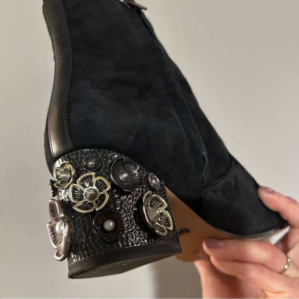 COACH Black Boots with Embellished Heel - Picture 10 of 14